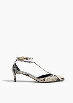 Mia Pump in Natural Python-Embossed Leather