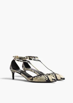 Mia Pump in Natural Python-Embossed Leather