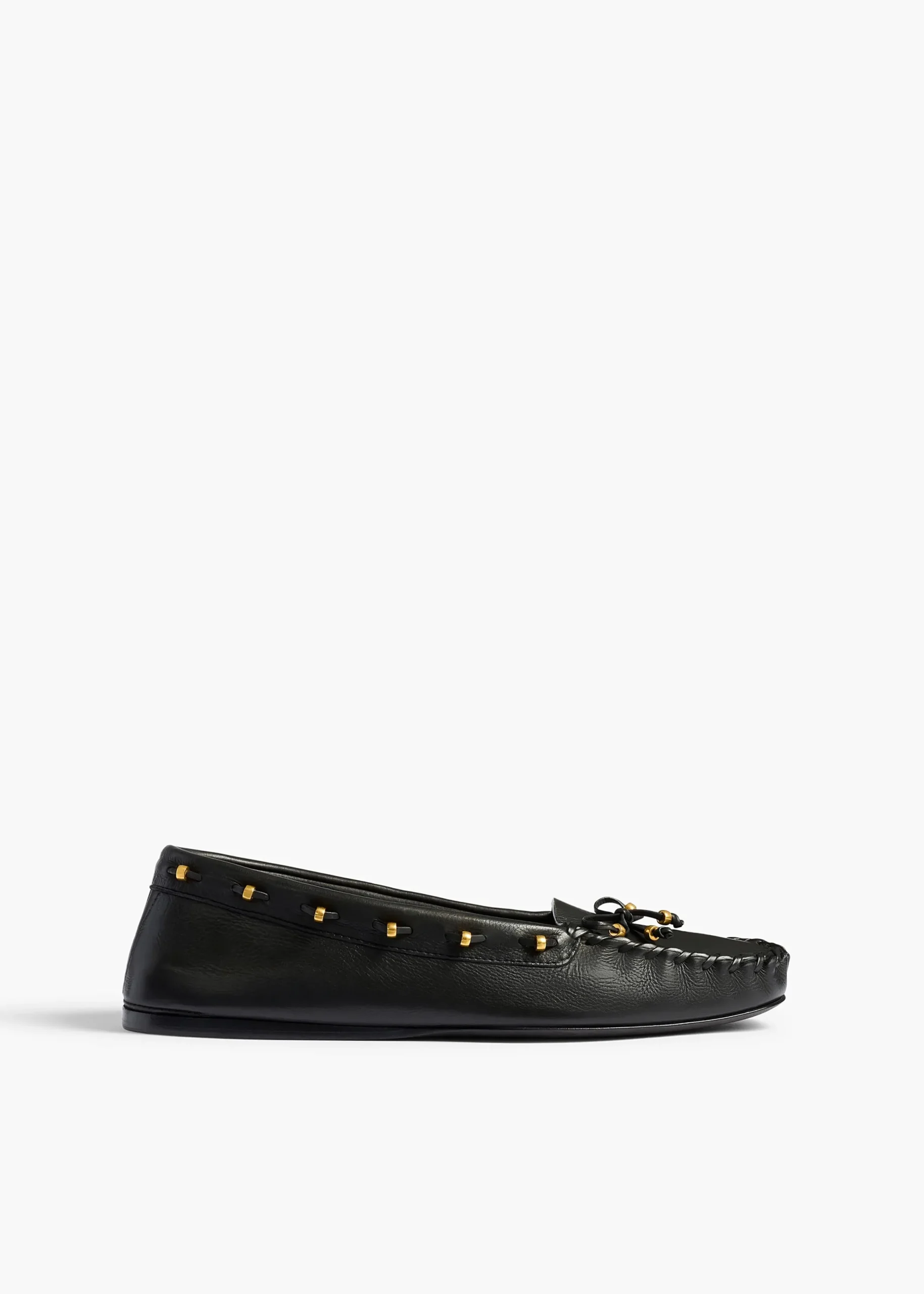 Milly Flat in Black Pebbled Leather