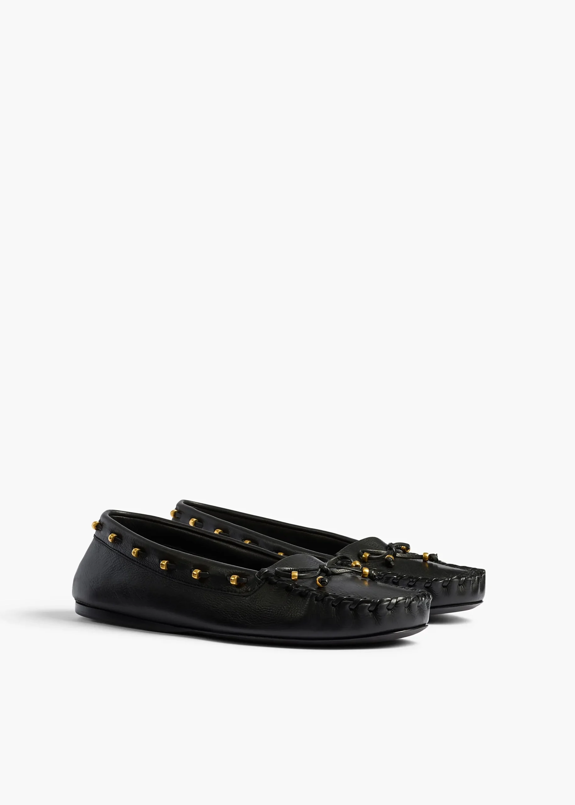 Milly Flat in Black Pebbled Leather
