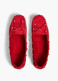 Milly Flat in Lipstick Suede