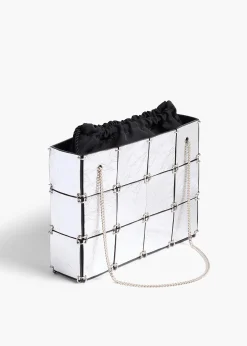 Mini Emma Bag in Silver Metallic Leather