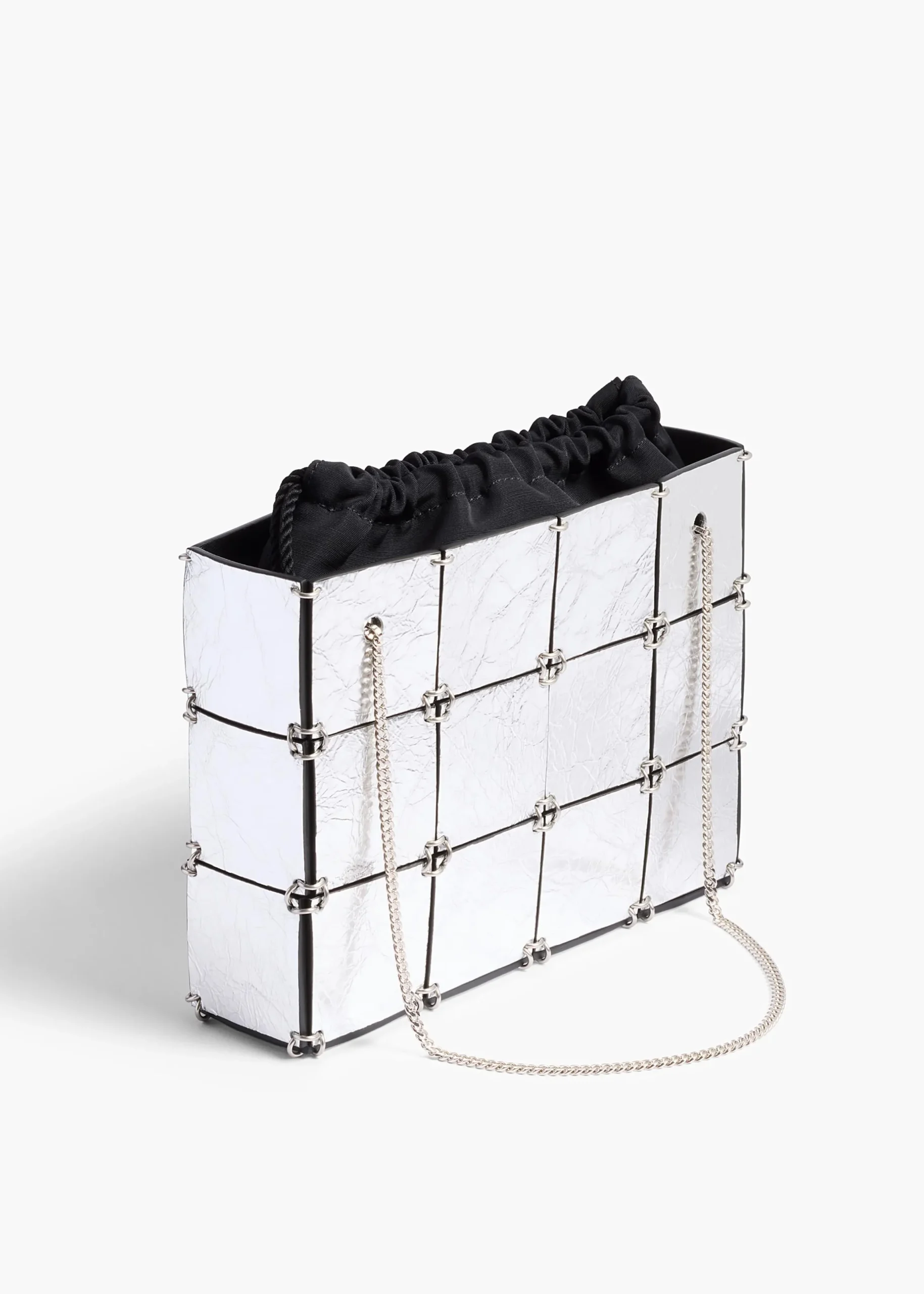 Mini Emma Bag in Silver Metallic Leather