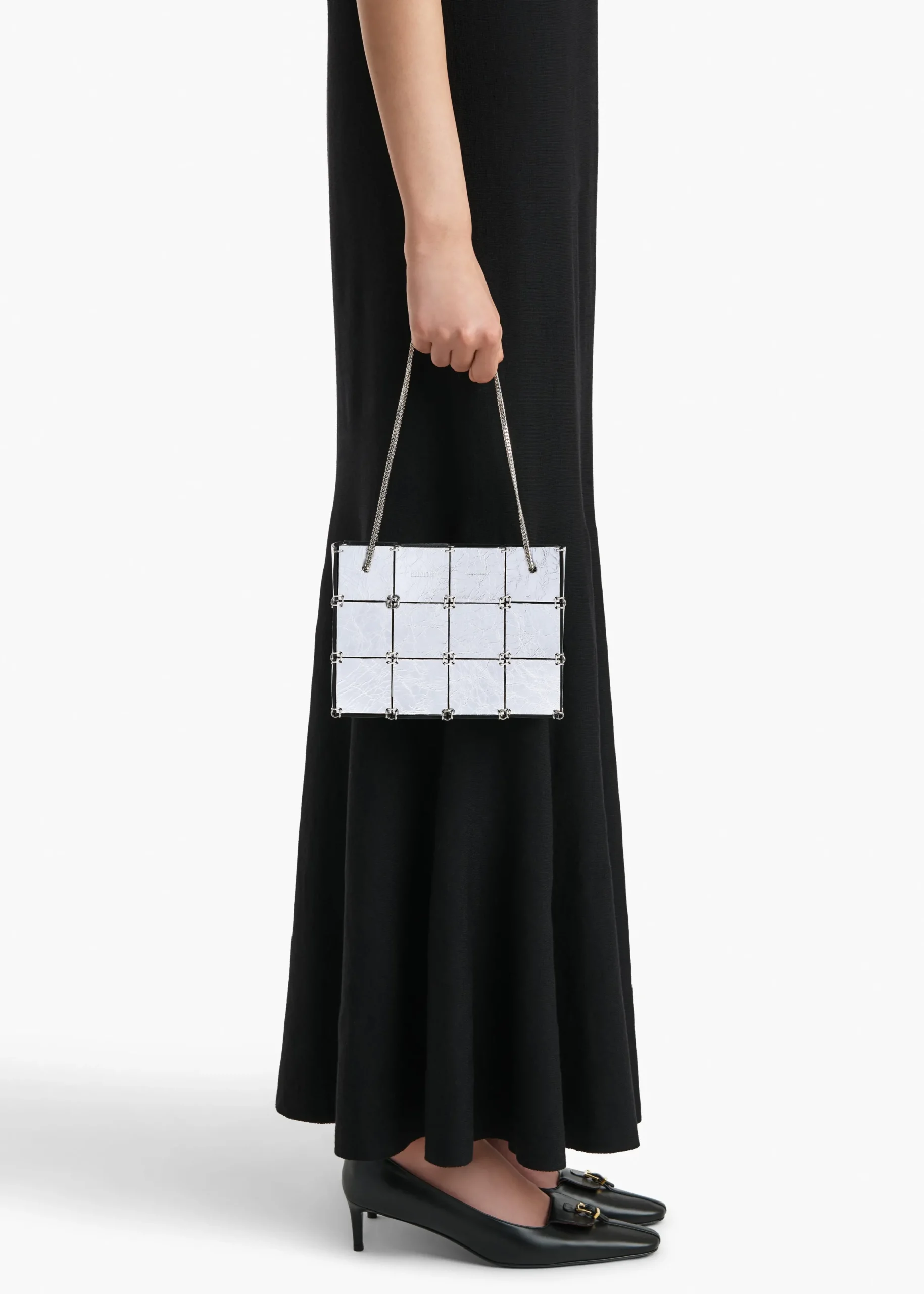 Mini Emma Bag in Silver Metallic Leather