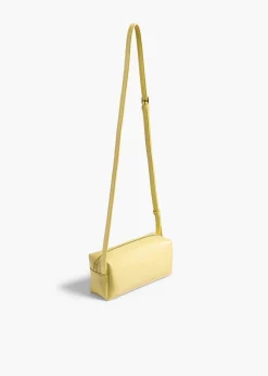 Mini Kye Crossbody Bag in Pale Yellow Crackle Patent Leather