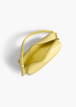 Mini Kye Crossbody Bag in Pale Yellow Crackle Patent Leather