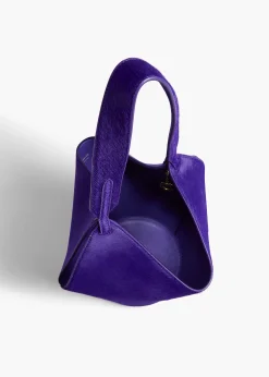 Mini Lotus Tote in Amethyst Haircalf and Suede