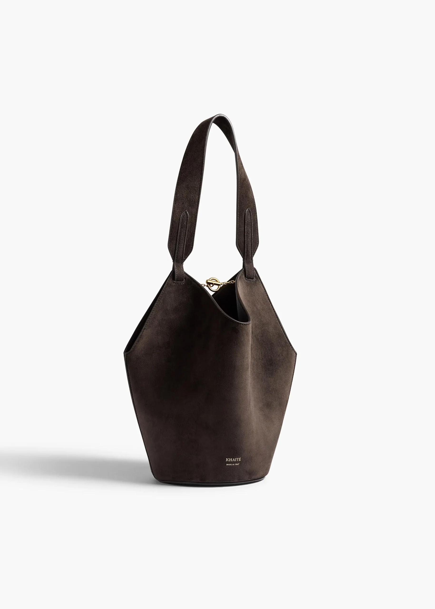 Mini Lotus Tote in Dark Brown Suede