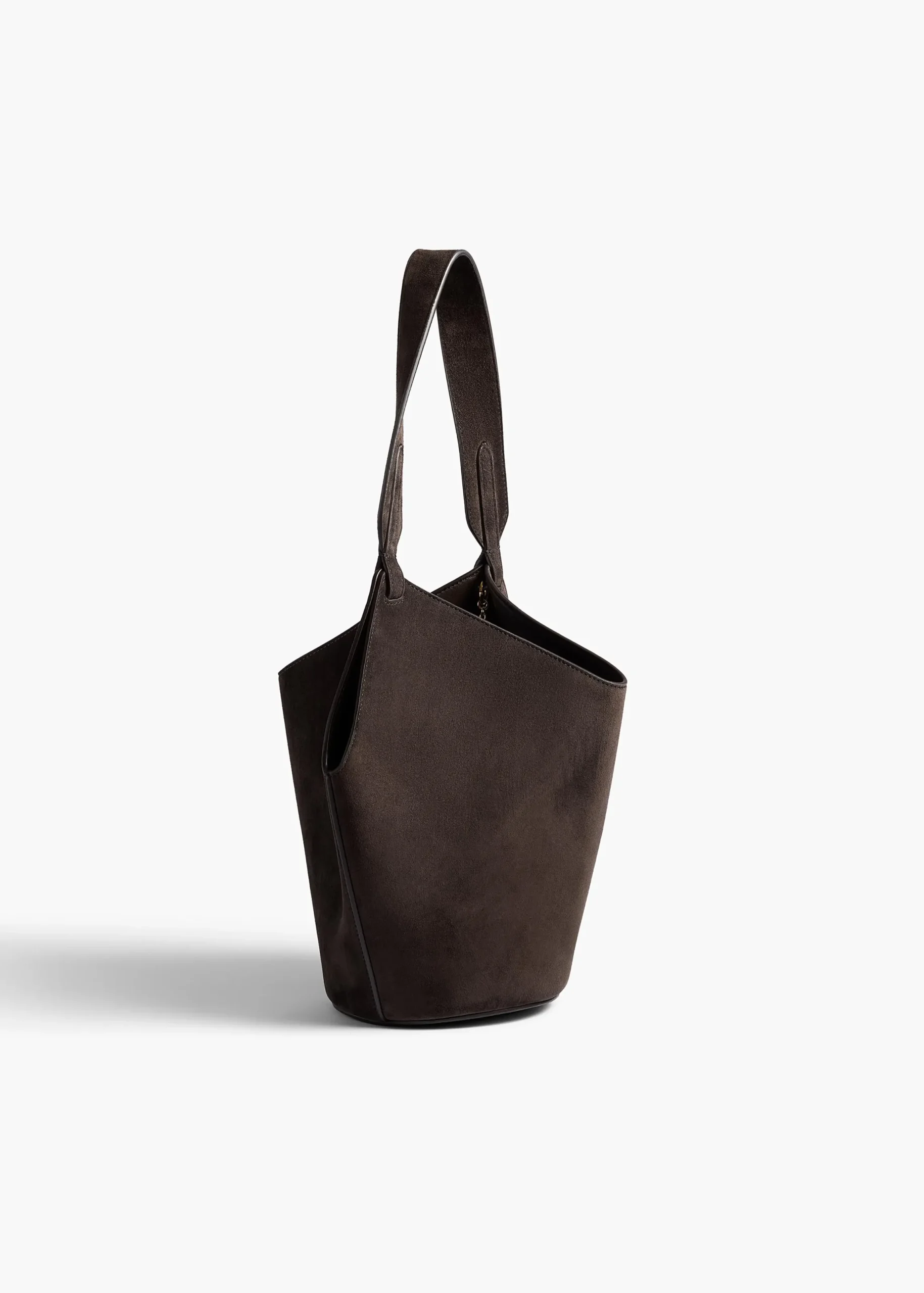 Mini Lotus Tote in Dark Brown Suede
