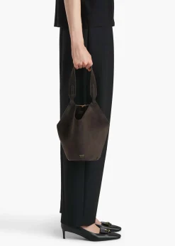 Mini Lotus Tote in Dark Brown Suede