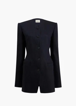 Naran Jacket in Navy and White Stripe