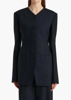 Naran Jacket in Navy and White Stripe