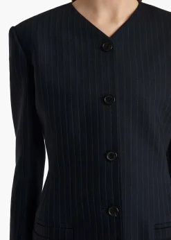 Naran Jacket in Navy and White Stripe