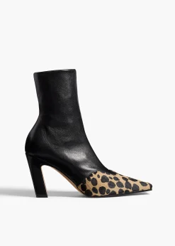 Nevada Stretch High Boot in Black Leather with Hyena Print Haircalf