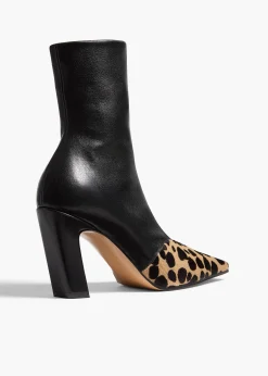 Nevada Stretch High Boot in Black Leather with Hyena Print Haircalf
