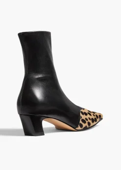 Nevada Stretch Low Boot in Black Leather with Hyena Print Haircalf