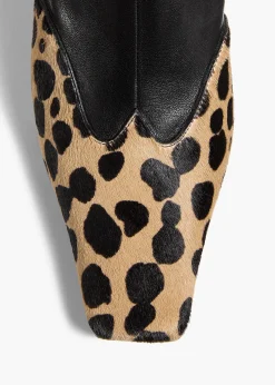 Nevada Stretch Low Boot in Black Leather with Hyena Print Haircalf