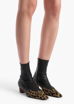 Nevada Stretch Low Boot in Black Leather with Hyena Print Haircalf