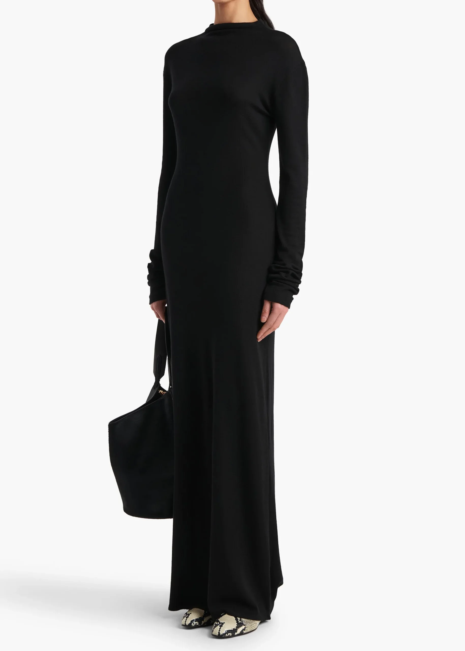 Norla Dress in Black Silk Cashmere Jersey