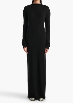 Norla Dress in Black Silk Cashmere Jersey