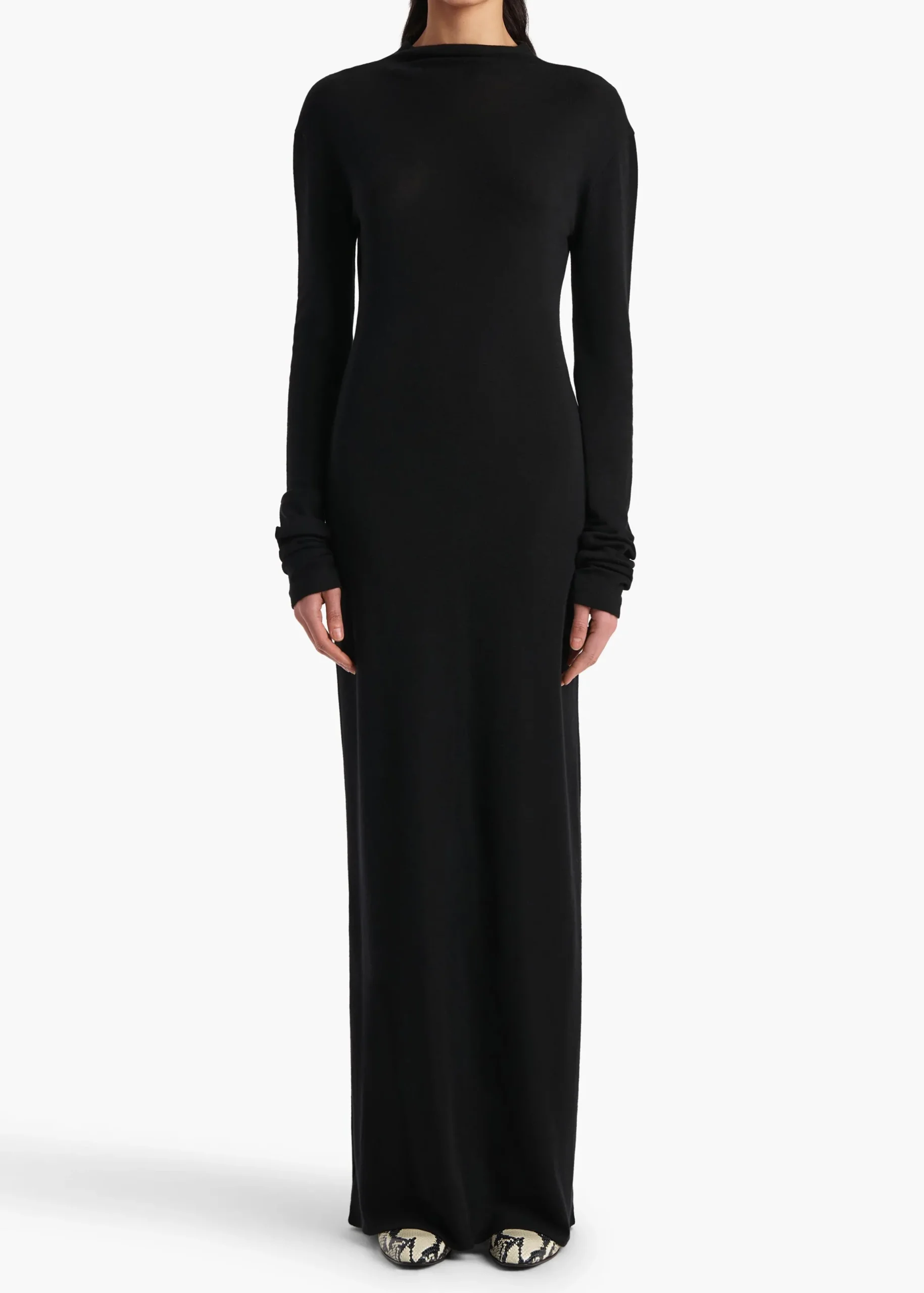 Norla Dress in Black Silk Cashmere Jersey
