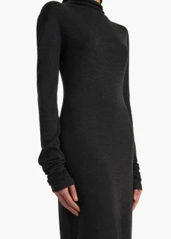 Norla Dress in Charcoal Silk Cashmere Jersey
