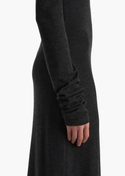 Norla Dress in Charcoal Silk Cashmere Jersey