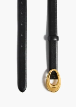Olivia Belt in Black Leather with Gold