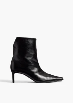 Ona Ankle Boot in Black Glazed Leather