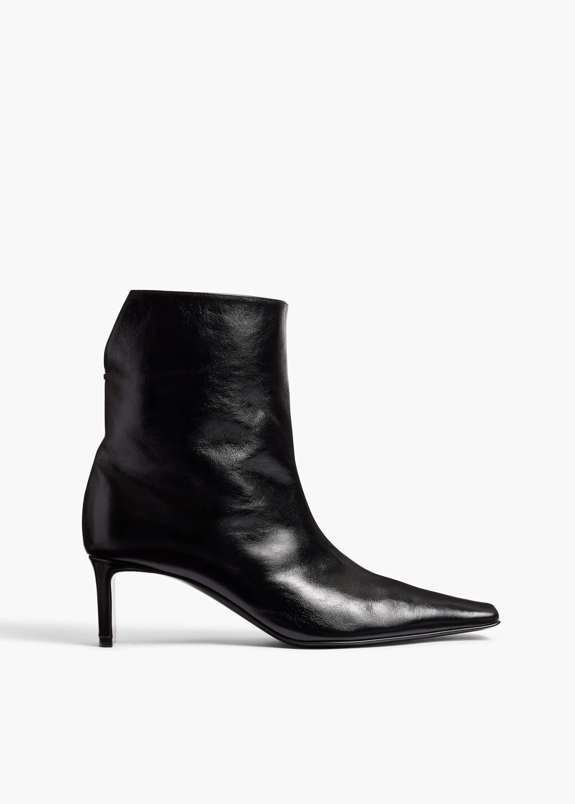Ona Ankle Boot in Black Glazed Leather