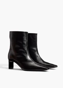 Ona Ankle Boot in Black Glazed Leather
