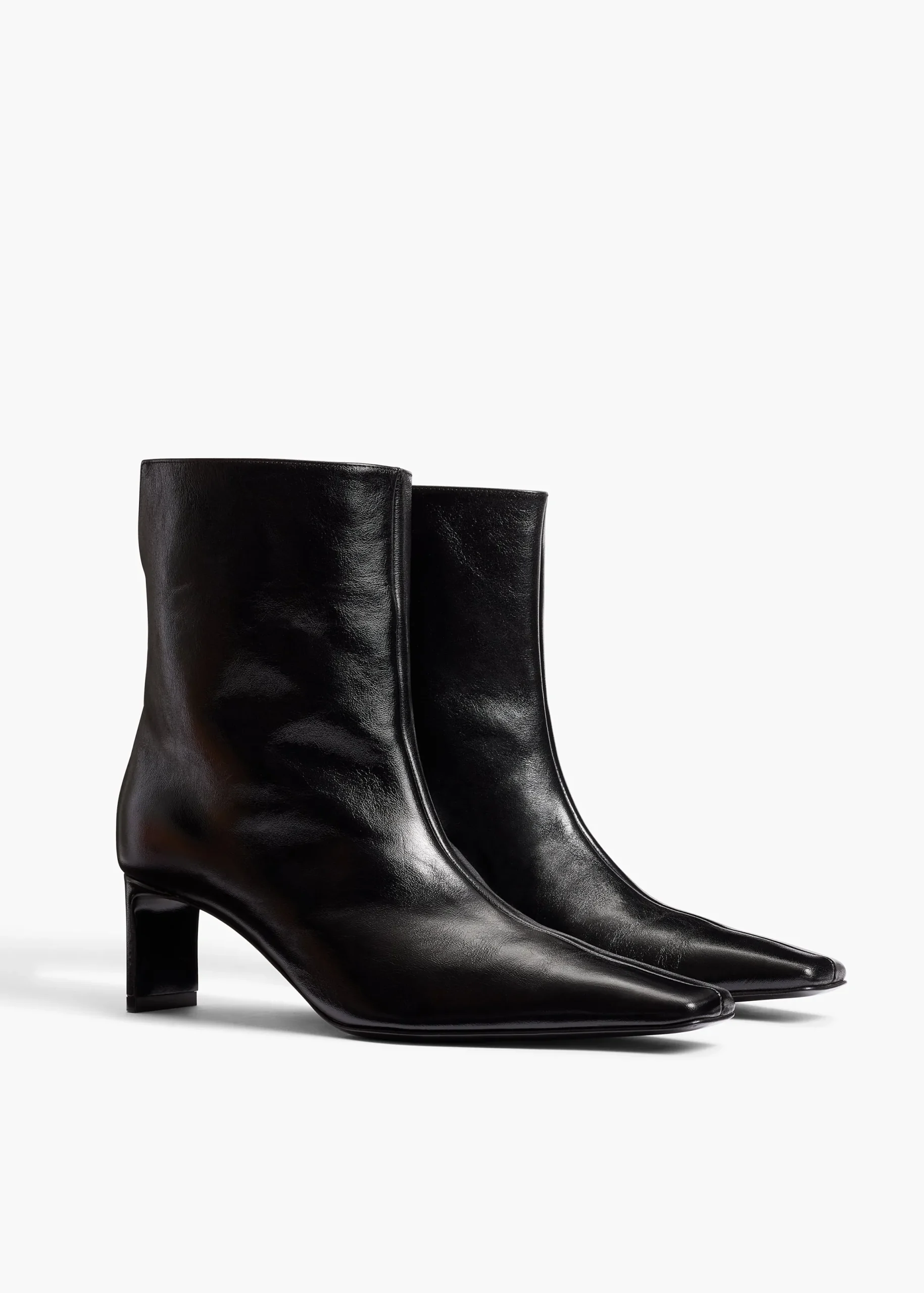 Ona Ankle Boot in Black Glazed Leather