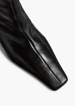 Ona Ankle Boot in Black Glazed Leather