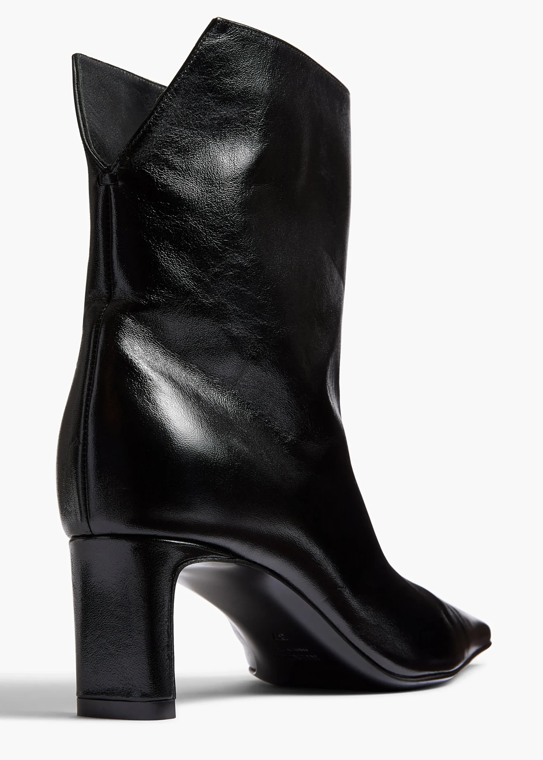 Ona Ankle Boot in Black Glazed Leather