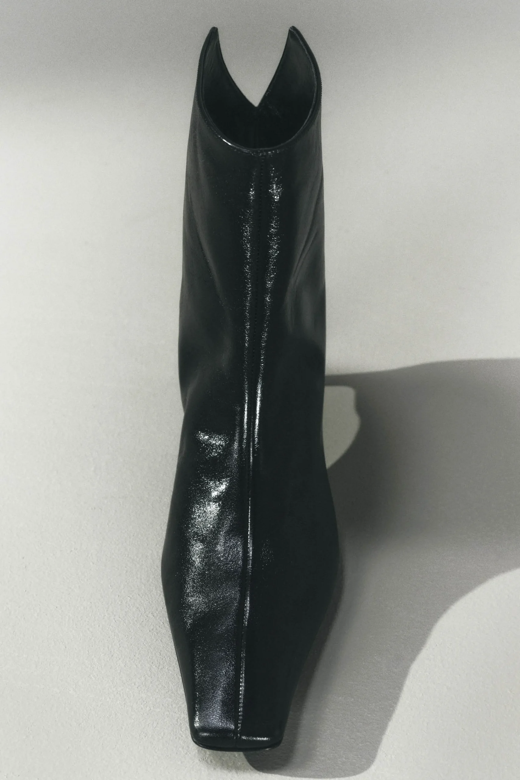 Ona Ankle Boot in Black Glazed Leather