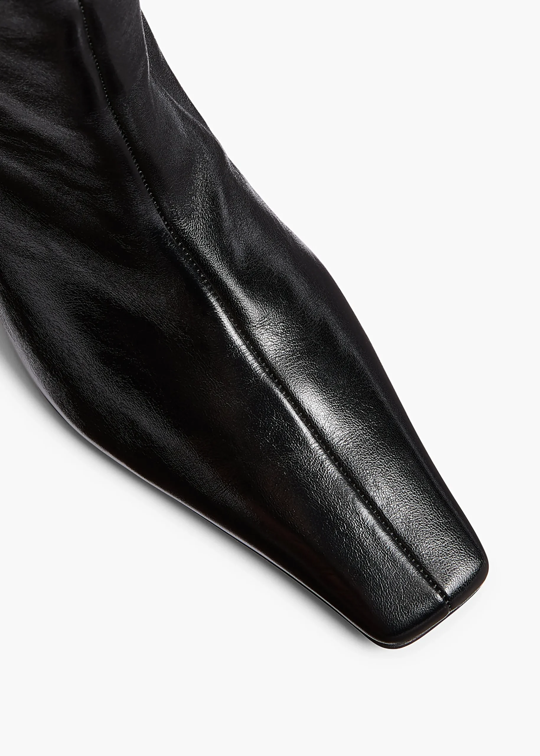 Ona Knee-High Boot in Black Glazed Leather