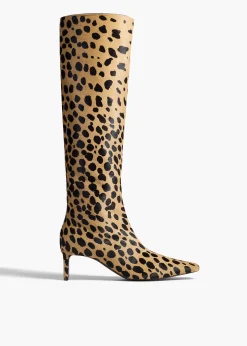 Ona Knee-High Boot in Hyena Print Haircalf