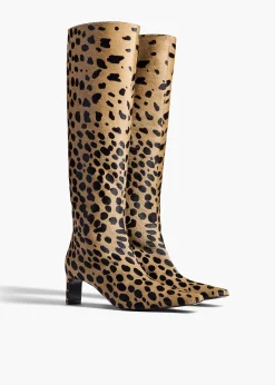 Ona Knee-High Boot in Hyena Print Haircalf