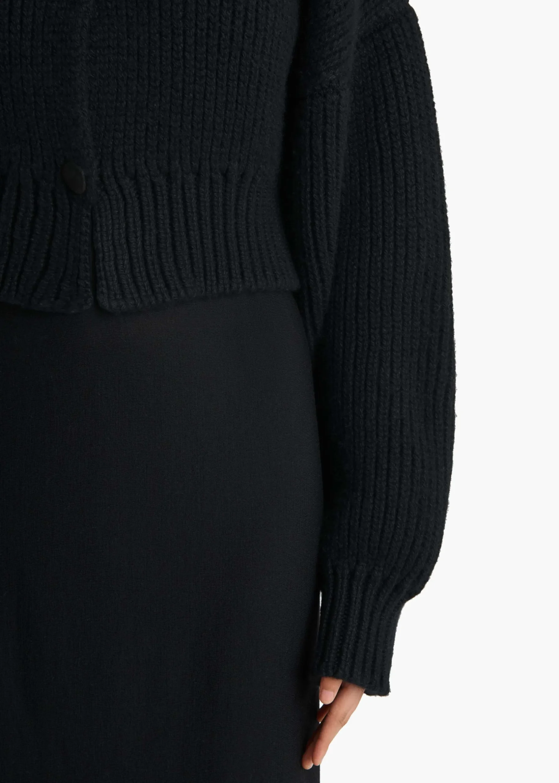 Pomero Jacket in Black with Rabbit Fur Collar