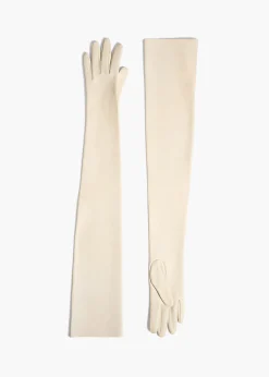 Remo Long Gloves in Cream Leather