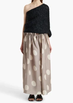 Riley Skirt in Tea Stain with White Dots