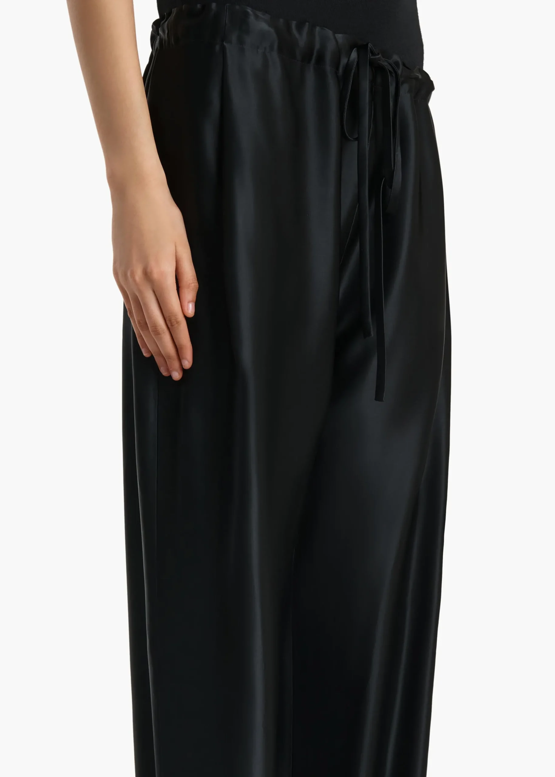 Rohen Pant in Black Satin