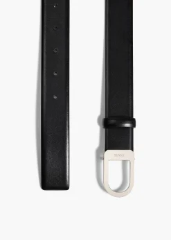 Saddle Belt in Black Leather with Silver