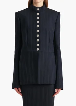 Samuel Jacket in Navy and White Stripe