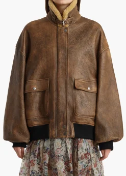 Sandor Jacket in Dark Brown Distressed Leather