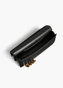 Sculpted Hand Clutch in Black Leather