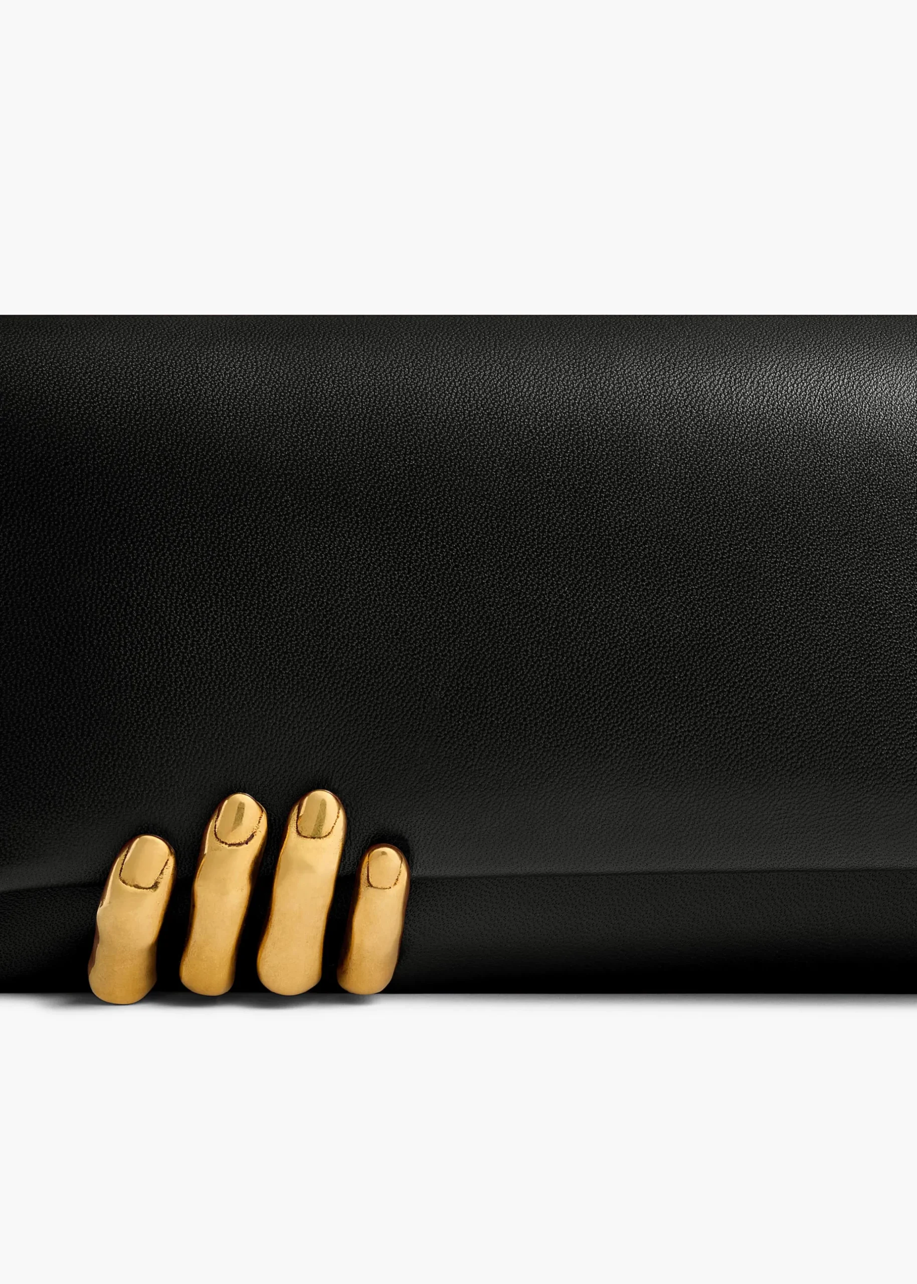 Sculpted Hand Clutch in Black Leather