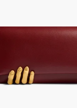 Sculpted Hand Clutch in Oxblood Leather