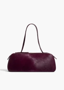 Simona Shoulder Bag in Eggplant Haircalf