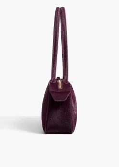 Simona Shoulder Bag in Eggplant Haircalf